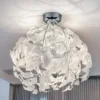 LED Deckenleuchte mit Blätter Lampenschirm in Weiß Ø 38cm