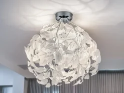 LED Deckenleuchte mit Blätter Lampenschirm in Weiß Ø 38cm