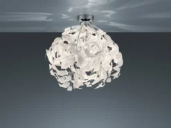 LED Deckenleuchte mit Blätter Lampenschirm in Weiß Ø 38cm