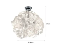 LED Deckenleuchte mit Blätter Lampenschirm in Weiß Ø 38cm