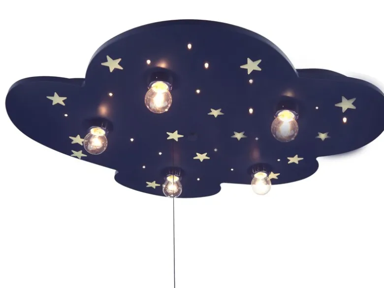 LED Deckenleuchte mit fluoreszierenden Sternen & Schlummerlicht, WOLKE XXL