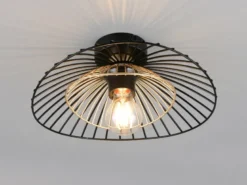 LED Deckenleuchte mit Gitter Lampenschirm Schwarz Gold, Ø 30cm