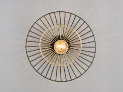LED Deckenleuchte mit Gitter Lampenschirm Schwarz Gold, Ø 30cm