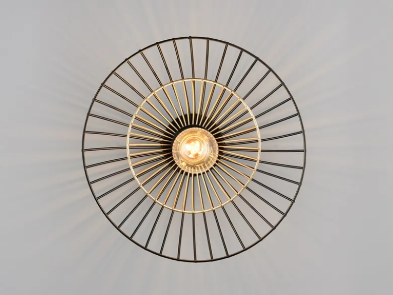 LED Deckenleuchte mit Gitter Lampenschirm Schwarz Gold, Ø 30cm