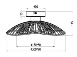 LED Deckenleuchte mit Gitter Lampenschirm Schwarz Gold, Ø 30cm