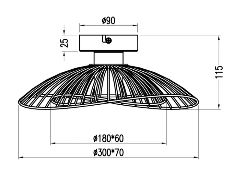 LED Deckenleuchte mit Gitter Lampenschirm Schwarz Gold, Ø 30cm