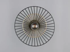 LED Deckenleuchte mit Gitter Lampenschirm Schwarz Gold, Ø 30cm