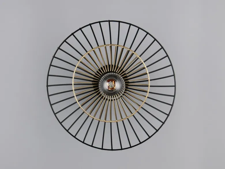 LED Deckenleuchte mit Gitter Lampenschirm Schwarz Gold, Ø 30cm