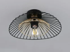 LED Deckenleuchte mit Gitter Lampenschirm Schwarz Gold, Ø 30cm