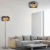 LED Deckenleuchte mit Glas Chrom in Rauchglas Optik & Kristallbehang Ø 40cm