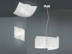 LED Deckenleuchte mit Glasschirm Weiß & Schriftdekor, Quadrat 40cm