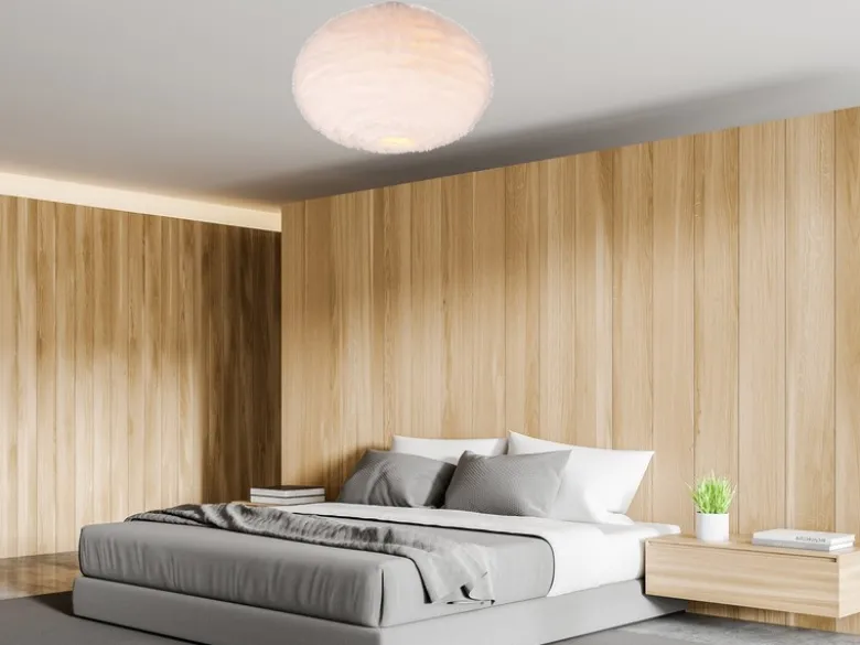 LED Deckenleuchte mit Kugel Lampenschirm aus Plüsch, Ø 50cm