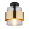 LED Deckenleuchte mit Rauchglas Lampenschirm Messingring, Ø 18cm