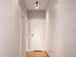 LED Deckenleuchte mit Rauchglas Lampenschirm Messingring, Ø 18cm