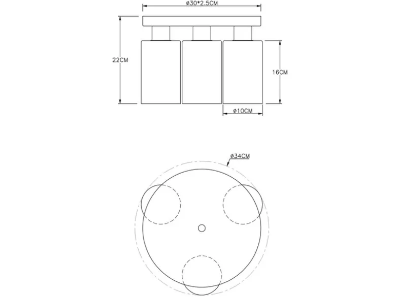 LED Deckenleuchte mit 3 Rauchglas Lampenschirmen Metall Schwarz, Ø 34cm