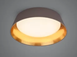 LED Deckenleuchte mit Stofflampenschirm in Braun/Gold, Ø 45cm