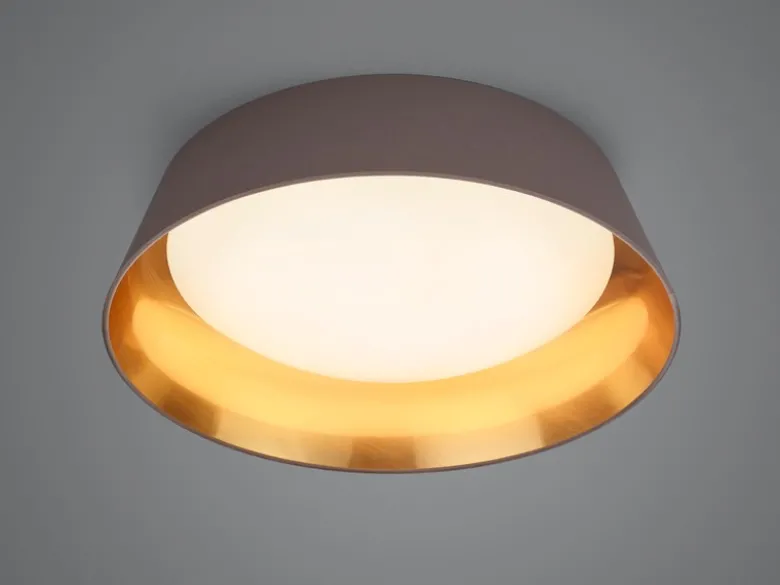 LED Deckenleuchte mit Stofflampenschirm in Braun/Gold, Ø 45cm
