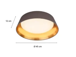 LED Deckenleuchte mit Stofflampenschirm in Braun/Gold, Ø 45cm