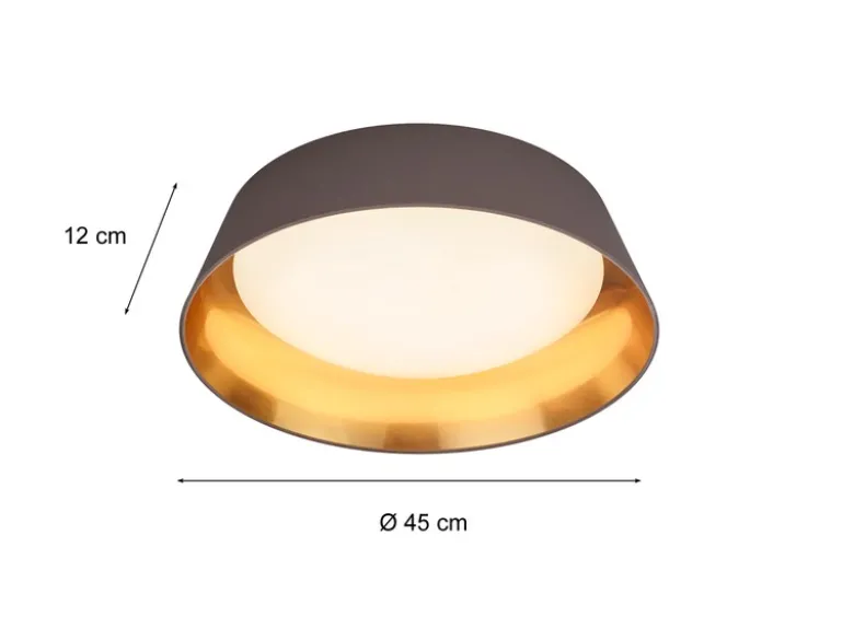 LED Deckenleuchte mit Stofflampenschirm in Braun/Gold, Ø 45cm