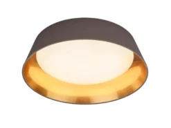 LED Deckenleuchte mit Stofflampenschirm in Braun/Gold, Ø 45cm