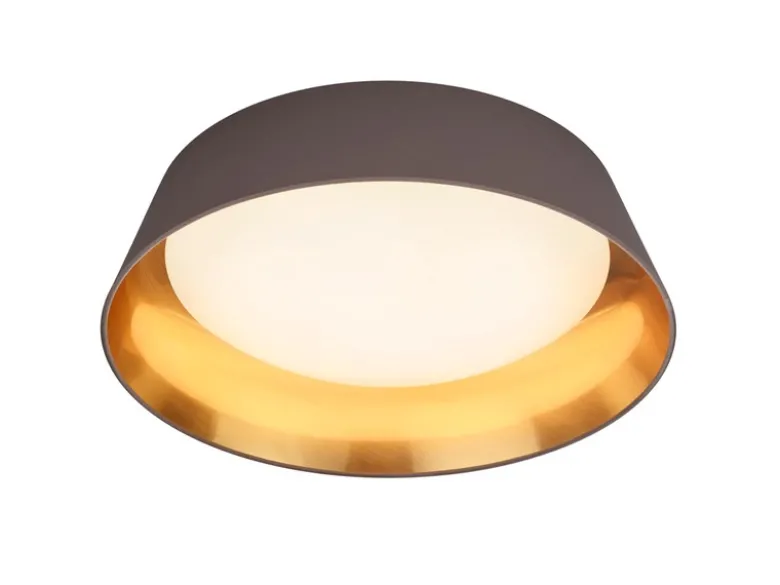 LED Deckenleuchte mit Stofflampenschirm in Braun/Gold, Ø 45cm