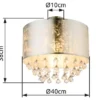 LED Deckenleuchte mit Stoff Lampenschirm Silber & Kristall Behang, Ø 40cm