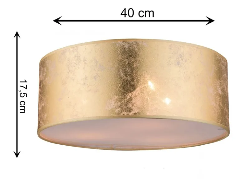 LED Deckenleuchte mit Stoff Lampenschirm goldfarbig, Ø 40cm