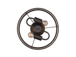 LED Deckenleuchte mit Stoffschirm in Taupe/Gold, Ø 30cm