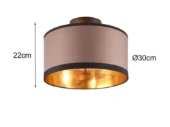LED Deckenleuchte mit Stoffschirm in Taupe/Gold, Ø 30cm