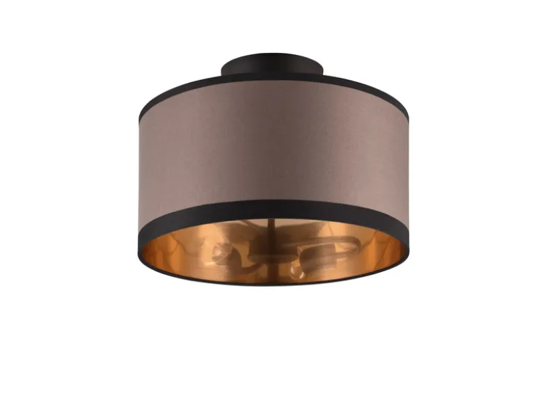 LED Deckenleuchte mit Stoffschirm in Taupe/Gold, Ø 30cm