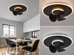 LED Deckenleuchte mit Ventilator NYBRO Fernbedienung Lichtfarbe Wechsel Ø50cm