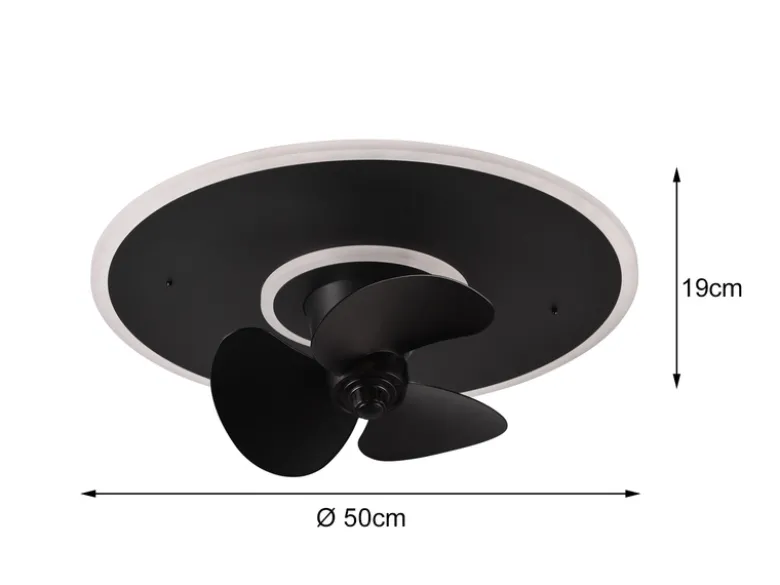 LED Deckenleuchte mit Ventilator NYBRO Fernbedienung Lichtfarbe Wechsel Ø50cm