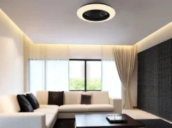 LED Deckenleuchte mit Ventilator, Fernbedienung & Wandhalterung, Ø 50cm