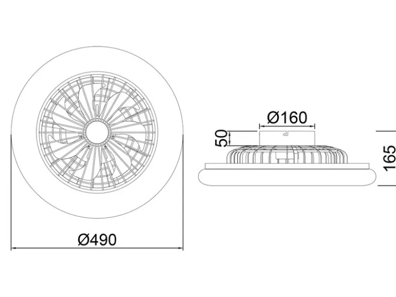 LED Deckenleuchte mit Ventilator, Fernbedienung & Wandhalterung, Ø 50cm