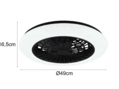 LED Deckenleuchte mit Ventilator, Fernbedienung & Wandhalterung, Ø 50cm