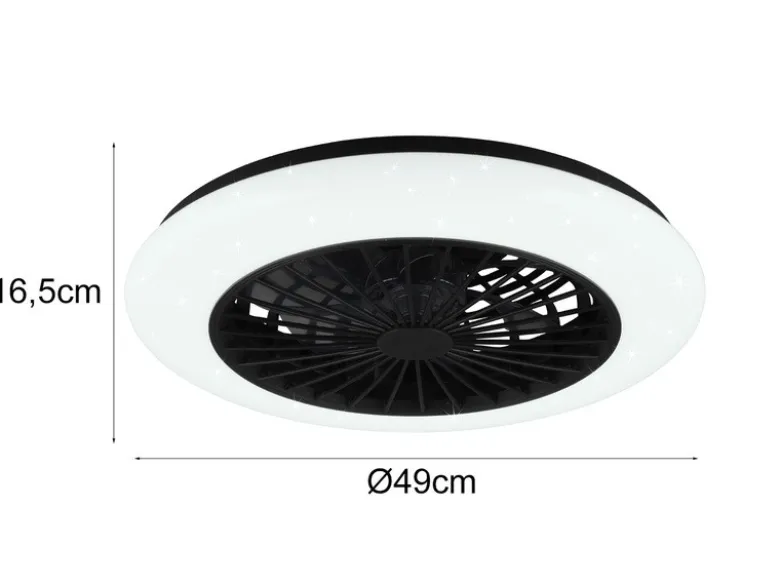 LED Deckenleuchte mit Ventilator, Fernbedienung & Wandhalterung, Ø 50cm