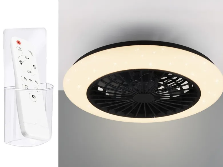 LED Deckenleuchte mit Ventilator, Fernbedienung & Wandhalterung, Ø 50cm