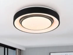 LED Deckenleuchte MONA Schwarz/Weiß dimmbar smarte Lichtsteuerung WIZ, Ø 38cm