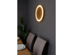 LED Deckenleuchte MOON für Wand & Decke Holzoptik 3 Stufen dimmbar, Ø 40cm
