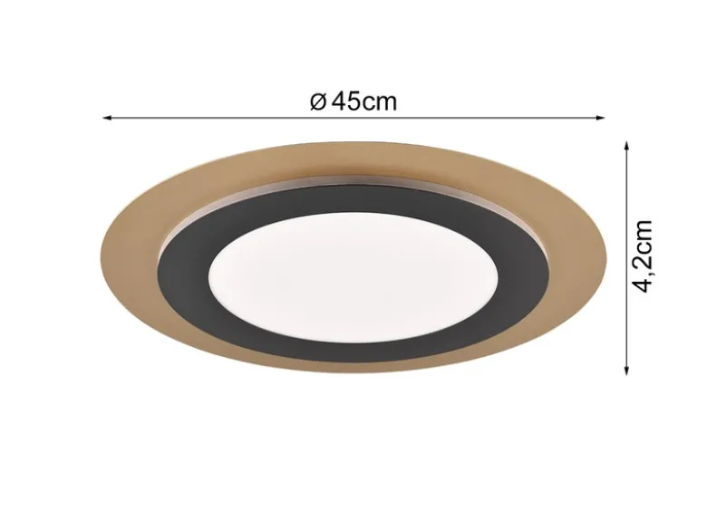 LED Deckenleuchte MORGAN mit Fernbedienung hell & dimmbar, Schwarz Gold Ø 45cm