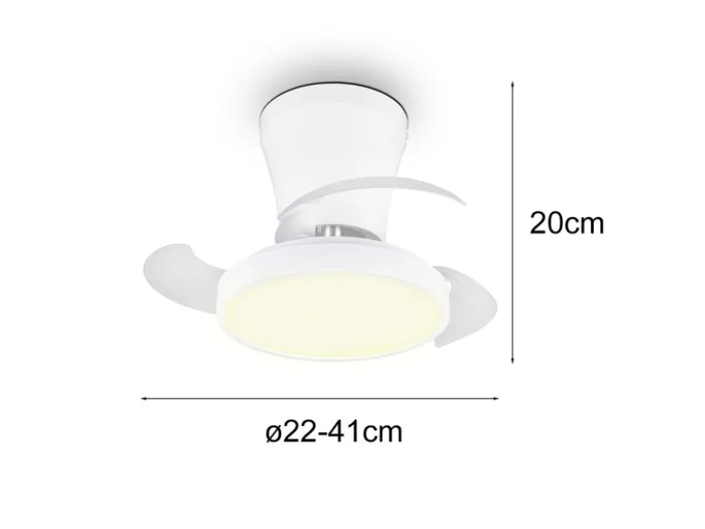 LED Deckenleuchte MOSS mit Ventilator und Fernbedienung Ø 22cm - max. 41cm