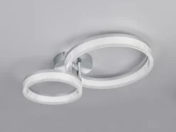 LED Deckenleuchte MOVA 2 Ringe Chrom Silber, Neutralweiß 4000K, Breite 51cm