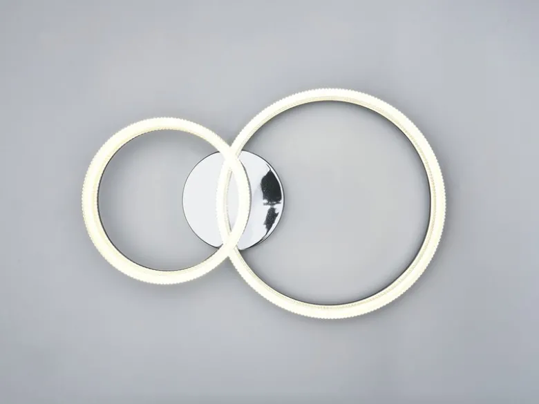 LED Deckenleuchte MOVA 2 Ringe Chrom Silber, Neutralweiß 4000K, Breite 51cm