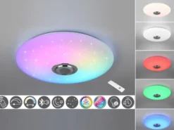 LED Deckenleuchte MUSICA mit Lautsprecher Farbwechsel & Fernbedienung, Ø 58cm