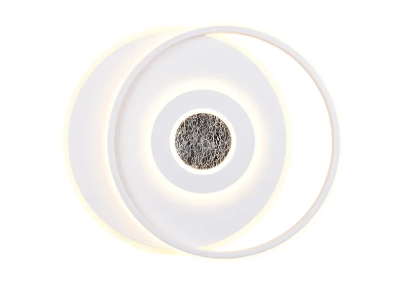 LED Deckenleuchte NAZAR Metall in Weiß, flach, dimmbar über Schalter B 49cm