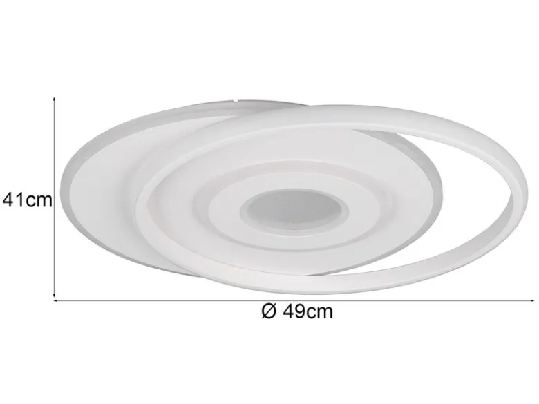 LED Deckenleuchte NAZAR Metall in Weiß, flach, dimmbar über Schalter B 49cm