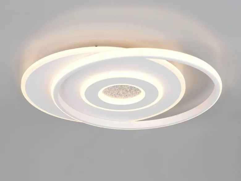 LED Deckenleuchte NAZAR Metall in Weiß, flach, dimmbar über Schalter B 49cm