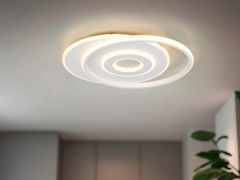 LED Deckenleuchte NAZAR Metall in Weiß, flach, dimmbar über Schalter B 49cm