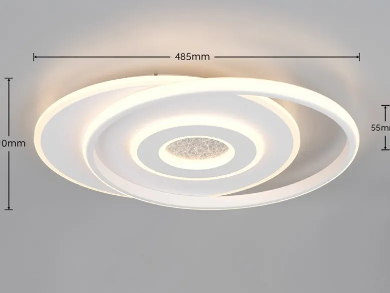 LED Deckenleuchte NAZAR Metall in Weiß, flach, dimmbar über Schalter B 49cm
