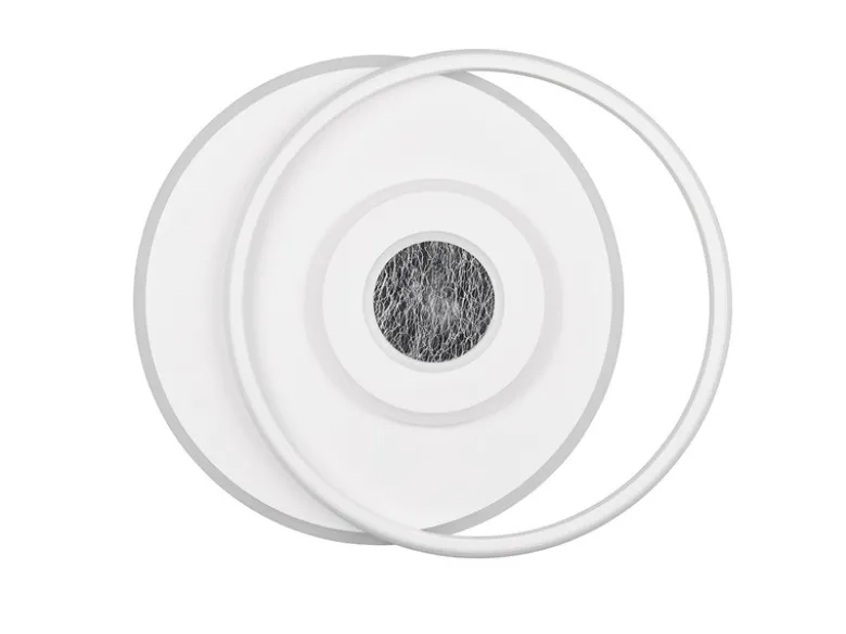 LED Deckenleuchte NAZAR Metall in Weiß, flach, dimmbar über Schalter B 49cm